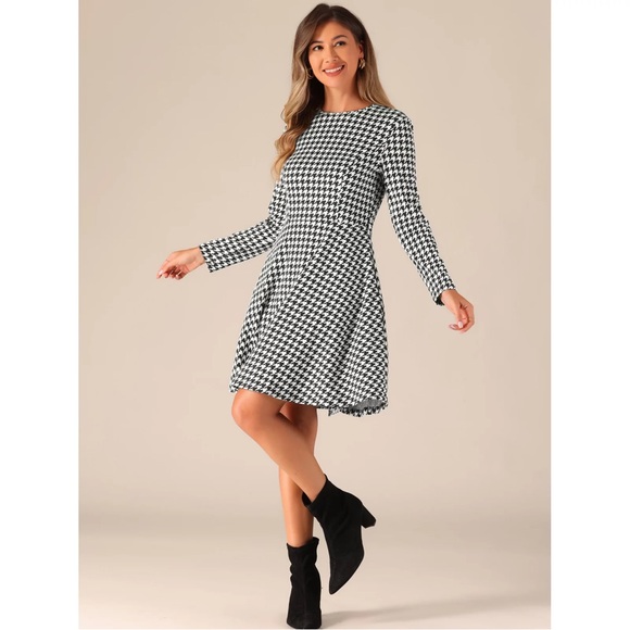 NWT Houndstooth Dress - S - baloon sleeve & pockets - Picture 2 of 15